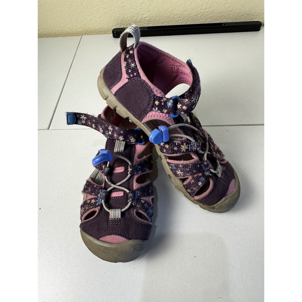 Keen Seacamp II CNX Sandals Kids Size 2 Purple Floral Hiking Water Outdoor Shoes